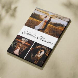 Canvas Personalizat Vertical - 3 Poze și Mesaj