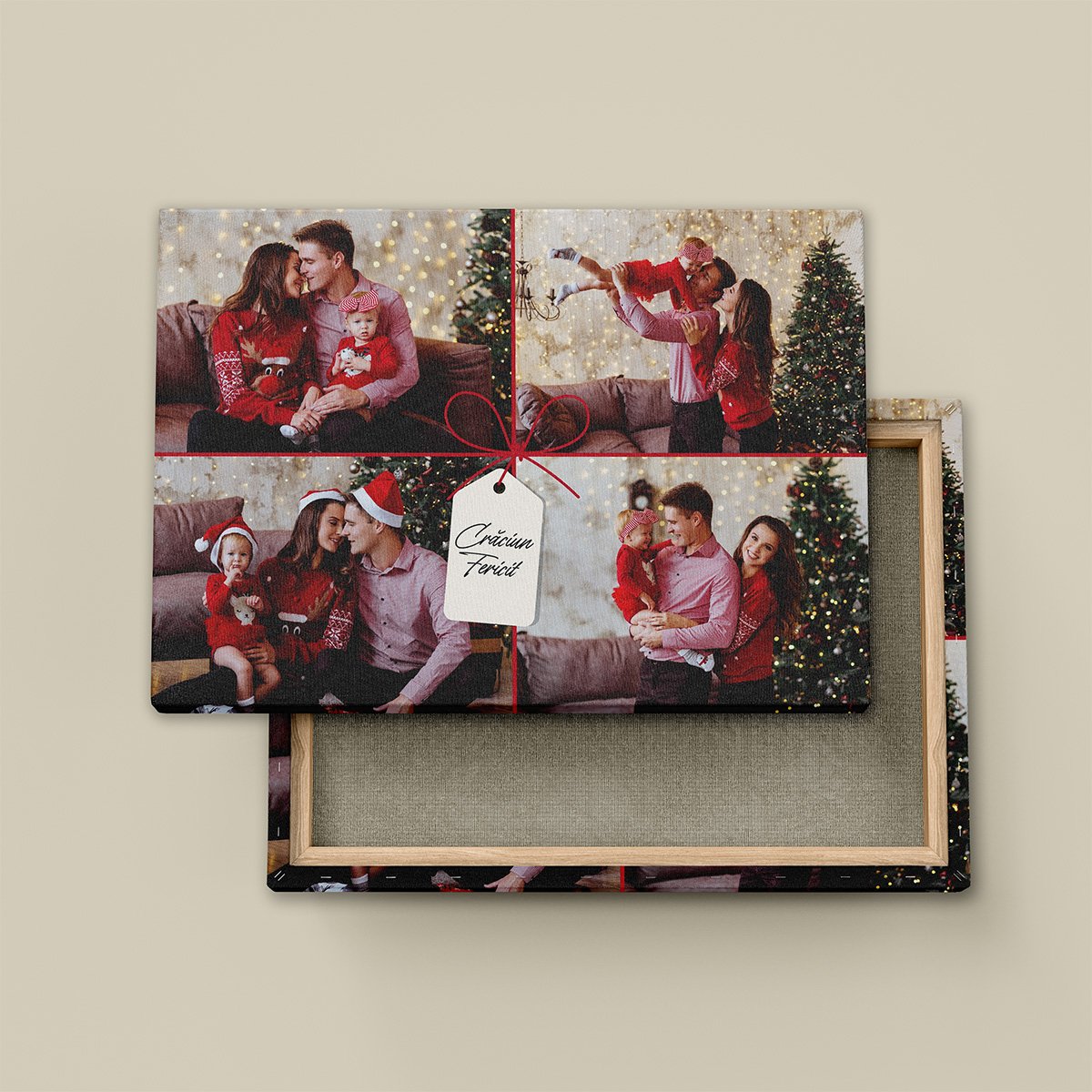 Tablou Canvas Colaj 4 Poze – Model “Cadou de Crăciun” cu Fundă Roșie, Orizontal Tablou Canvas Colaj 4 Poze - Model "Cadou de Crăciun" cu Fundă Roșie, Orizontal - imagine 3
