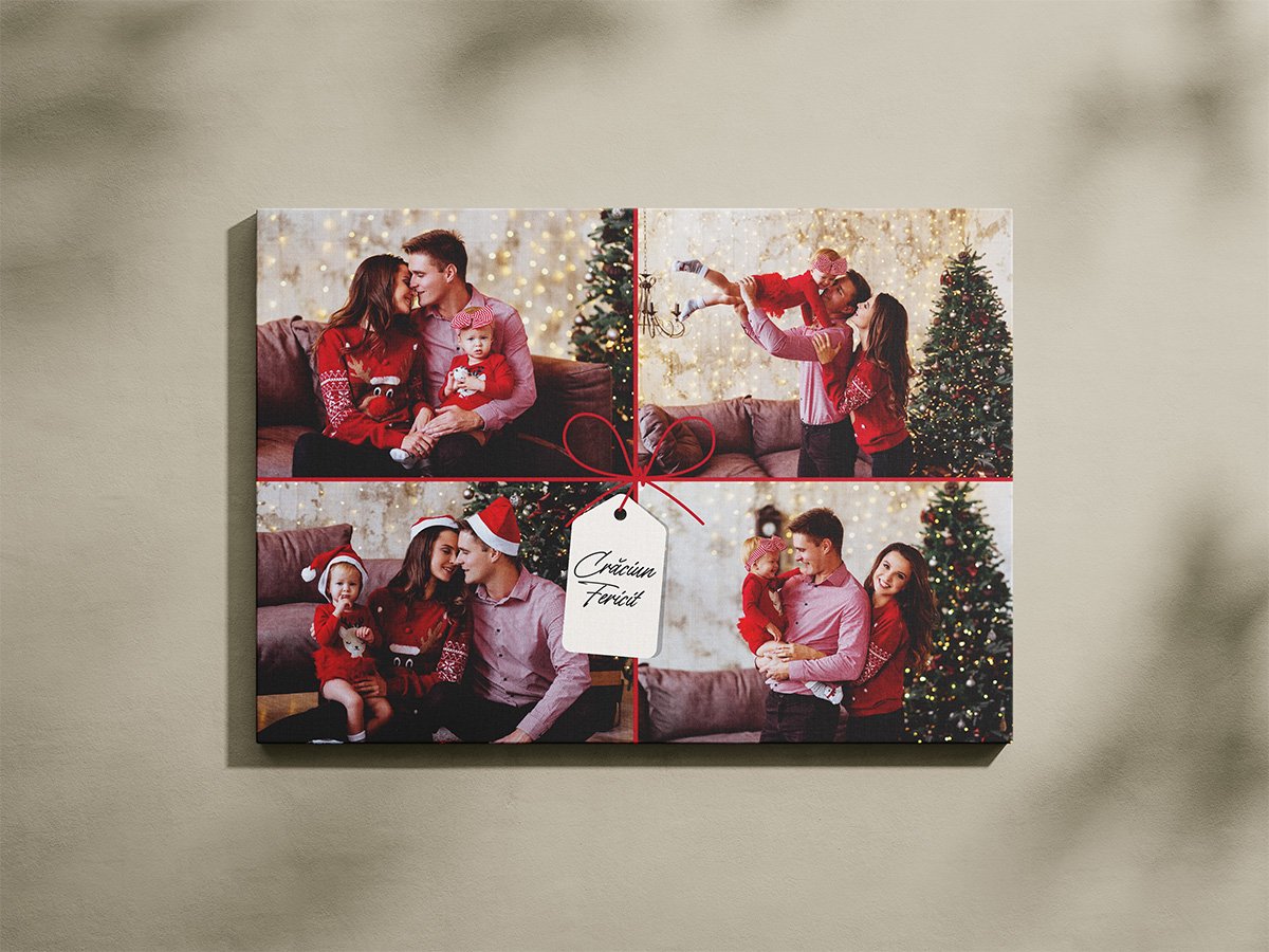 Tablou Canvas Colaj 4 Poze – Model “Cadou de Crăciun” cu Fundă Roșie, Orizontal Tablou Canvas Colaj 4 Poze - Model "Cadou de Crăciun" cu Fundă Roșie, Orizontal - imagine 4