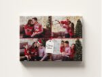 Tablou Canvas Colaj 4 Poze - Model "Cadou de Crăciun" cu Fundă Roșie, Orizontal
