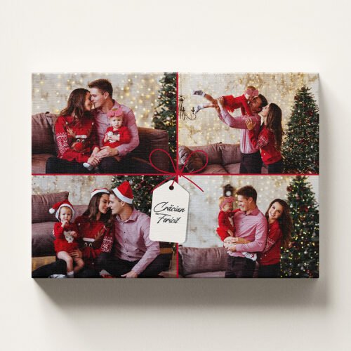 Tablou Canvas Colaj 4 Poze – Model “Cadou de Crăciun” cu Fundă Roșie, Orizontal Tablou Canvas Colaj 4 Poze - Model "Cadou de Crăciun" cu Fundă Roșie, Orizontal