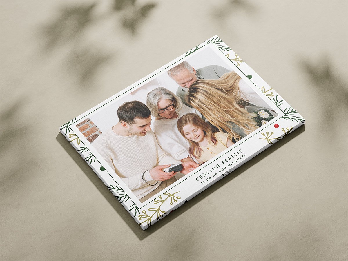 Tablou Canvas Personalizat “Crăciun Fericit” cu Motive Festive – O Poză, Orizontal Tablou Canvas Personalizat "Crăciun Fericit" cu Motive Festive – O Poză, Orizontal - imagine 3