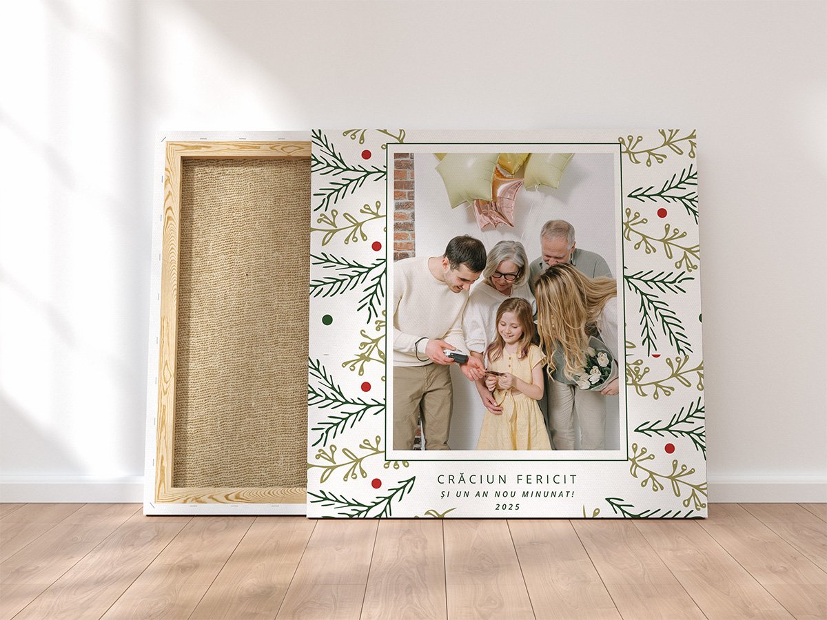 Tablou Canvas Personalizat “Crăciun Fericit” cu Motive Festive – O Poză, Pătrat Tablou Canvas Personalizat "Crăciun Fericit" cu Motive Festive – O Poză, Pătrat - imagine 4