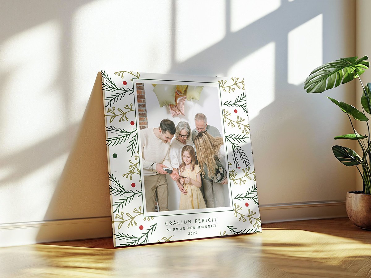 Tablou Canvas Personalizat “Crăciun Fericit” cu Motive Festive – O Poză, Pătrat Tablou Canvas Personalizat "Crăciun Fericit" cu Motive Festive – O Poză, Pătrat - imagine 3