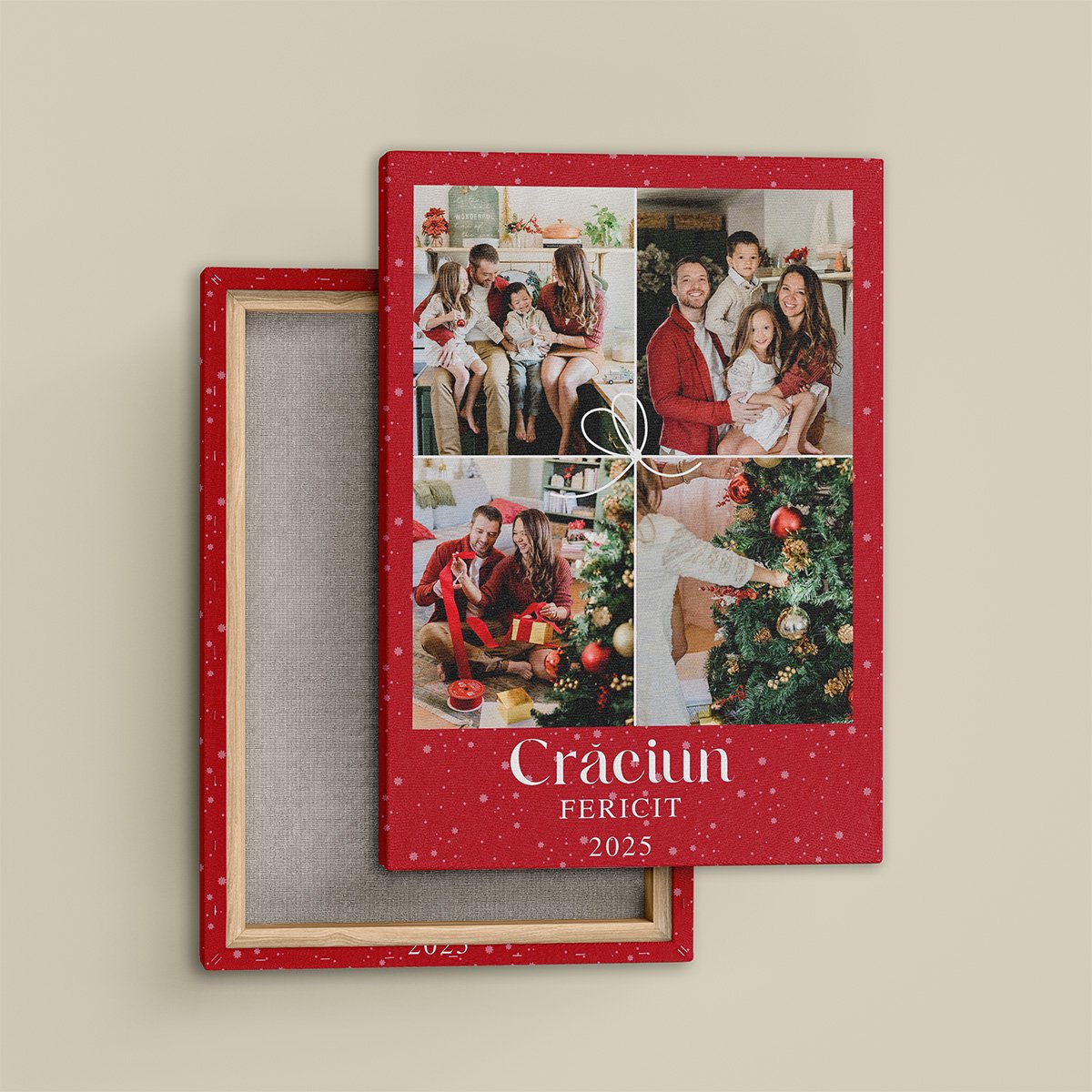 Tablou Canvas Vertical – Colaj Crăciun 4 Poze – Fundal Roșu “Fulgi de Nea” și Mesaj 2025 Tablou Canvas Vertical – Colaj Crăciun 4 Poze – Fundal Roșu "Fulgi de Nea" și Mesaj 2025 - imagine 2