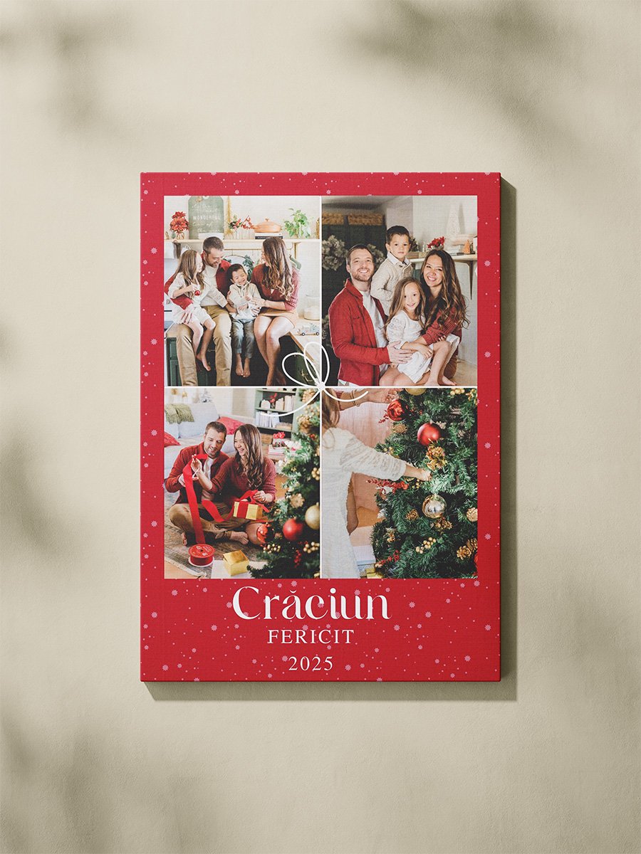 Tablou Canvas Vertical – Colaj Crăciun 4 Poze – Fundal Roșu “Fulgi de Nea” și Mesaj 2025 Tablou Canvas Vertical – Colaj Crăciun 4 Poze – Fundal Roșu "Fulgi de Nea" și Mesaj 2025 - imagine 4